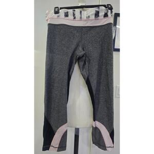 Lululemon Run Inspire Gray Pink Black Crop Yoga Leggings 6 preowned